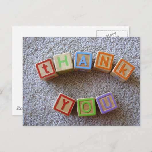 Carte Postale Merci - Blocs Alphabet (Devant / Derrière)