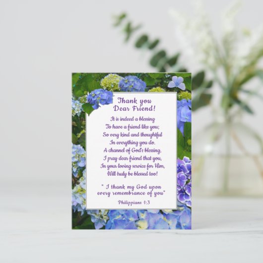 Carte Postale Merci Blue Hydrangea (Debout devant)