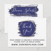 Carte Postale Merci Blue Paint Stroke & Modern Gold Geo (Devant / Derrière)