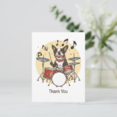 Carte Postale Merci Boston Terrier Chien Jouant de la Batterie (Debout devant)
