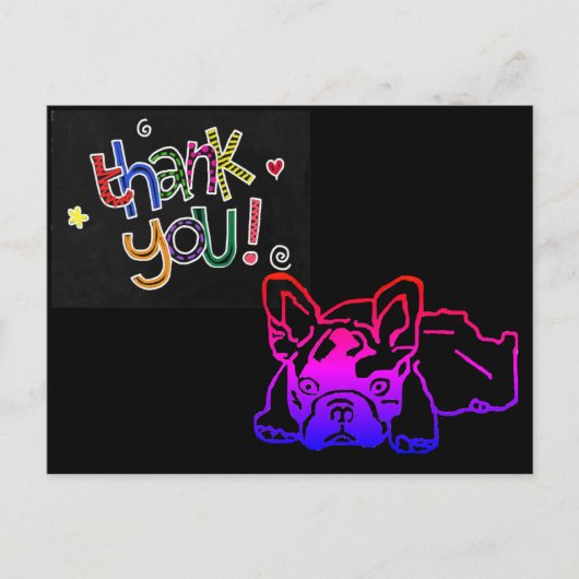 Carte Postale Merci Bouledogue Français French Bulldog (Devant)