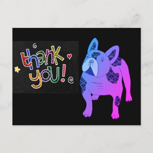 Carte Postale Merci Bouledogue Français French Bulldog (Devant)