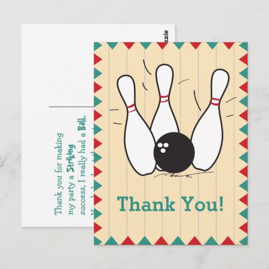 Carte postale Merci Bowling (Devant / Derrière)