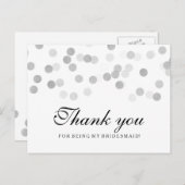 Carte Postale Merci Bridesmaid Silver Foil Parties scintillant l (Devant / Derrière)