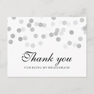 Carte Postale Merci Bridesmaid Silver Foil Parties scintillant l