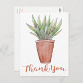 Carte Postale Merci Brown Aquarelle Vert Cactus Succulent (Devant / Derrière)