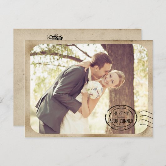 Carte Postale Merci Brown vintage Mariage (Devant / Derrière)