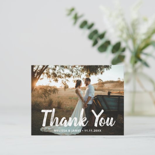 Carte Postale Merci Brush Script Mariage photo (Debout devant)