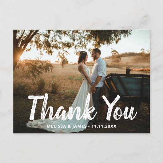 Carte Postale Merci Brush Script Mariage photo (Devant)
