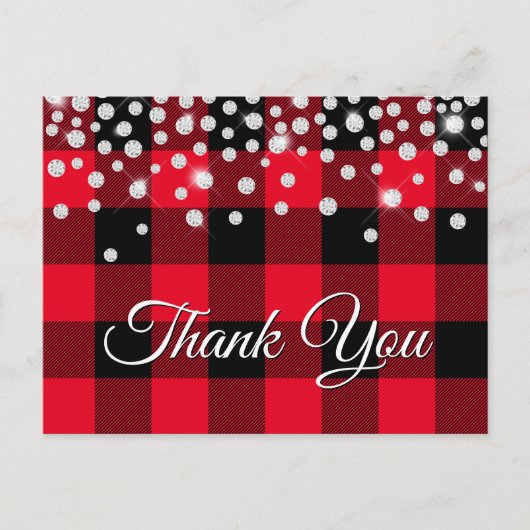 Carte Postale Merci Buffalo à Plaid Rouge Diamant Étincelant (Devant)