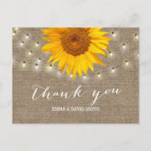 Carte Postale Merci Burlap Sunflower & String Lights (Devant)