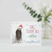 Carte Postale Merci cadeau de Noël Otter à Santa Hat Pun (Debout devant)