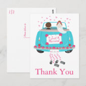 Carte Postale Merci Cartoon Mariée Mariages bleu rose (Devant / Derrière)