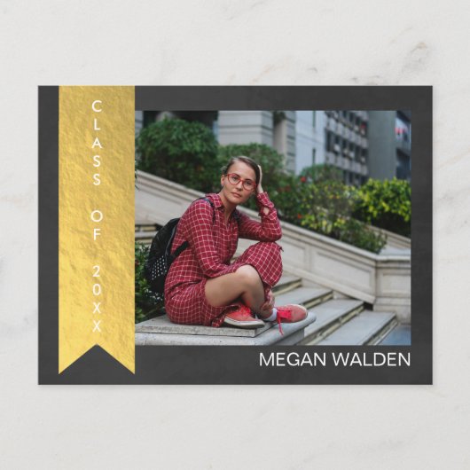 Carte postale Merci Chalk & Faux Gold Foil Graduat (Devant)