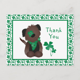 Carte Postale Merci Chien Shamrock Vert