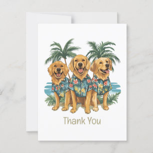 Carte Postale Merci Chiens Golden Retriever Chemise Hawaïenne