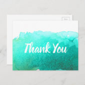 Carte Postale Merci citation turquoise d'aquarelle bleue (Devant / Derrière)
