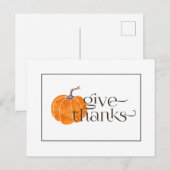 Carte Postale Merci. | Citrouille aquarelle (Devant / Derrière)