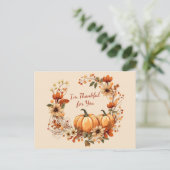 Carte Postale Merci Citrouille et fleurs d'automne Wreath (Debout devant)