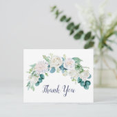 Carte postale Merci classique aux fleurs blanches (Debout devant)