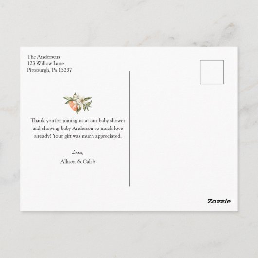 Carte postale Merci Clementine and Greenery (Dos)