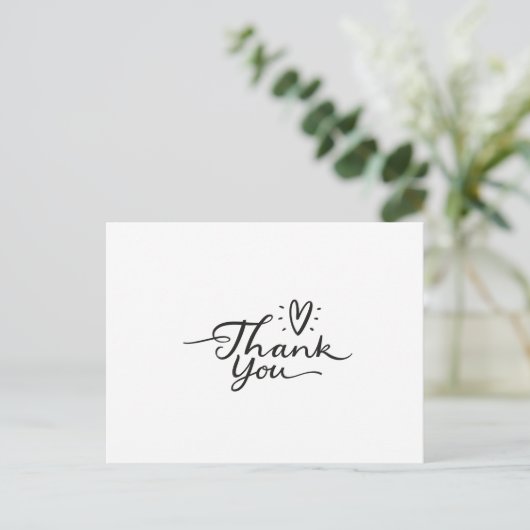 Carte postale Merci coeur mou à script simple (Debout devant)