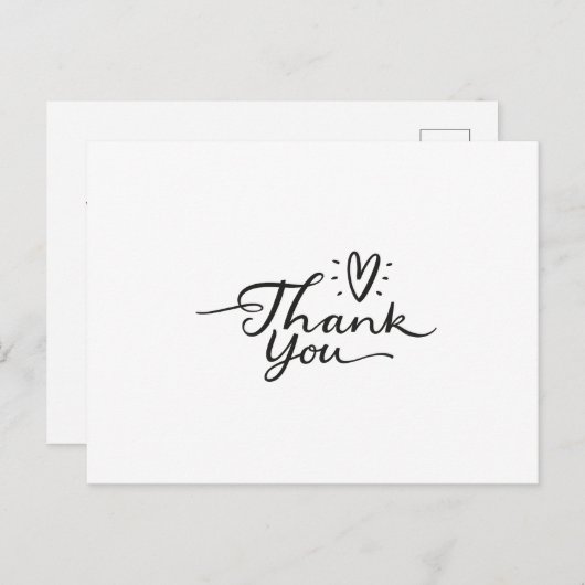 Carte postale Merci coeur mou à script simple (Devant / Derrière)