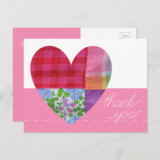 Carte postale Merci Coeur Patchwork personnalisabl (Devant / Derrière)