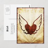 Carte postale Merci Coeur Rouge tatouage ailé (Devant / Derrière)