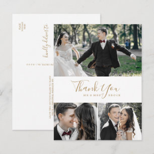 Carte postale Merci Collage photo minimaliste Gold