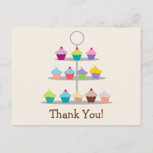 Carte Postale Merci Coloré Cupcake Tree