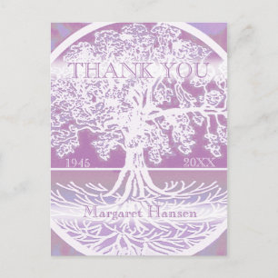Carte Postale Merci Condoléances Arbre de vie rose