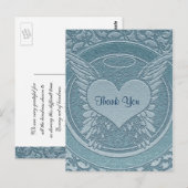 Carte Postale Merci | Condoléances | Bleu Clair (Devant / Derrière)