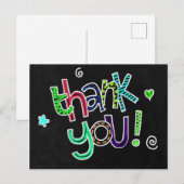 Carte Postale Merci craie texte sur noir (Devant / Derrière)