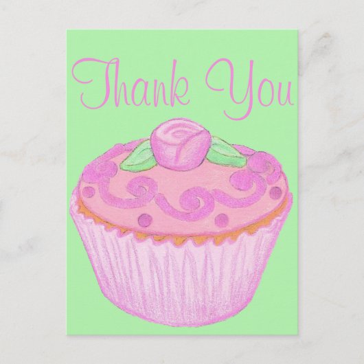 Carte postale Merci Cupcake vert rose 3 (Devant)