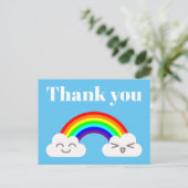Carte Postale Merci Cute Clouds et Rainbow Postcard (Debout devant)