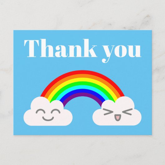 Carte Postale Merci Cute Clouds et Rainbow Postcard (Devant)