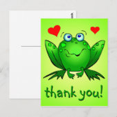 Carte Postale Merci Cute Green Frog Cœurs (Devant / Derrière)