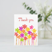 Carte Postale Merci Cute jaune rose orangé fleurs simples (Debout devant)