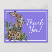 Merci Cute Lapin Lapin Bleu Feminine Floral