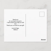 Carte Postale Merci Cute Witch dans la fête du chapeau violet (Dos)