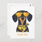 Carte Postale Merci Dachshund Chien Lunettes de soleil Citron (Devant / Derrière)