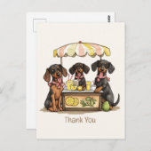 Carte Postale Merci Dachshund Chiens Lemonade Stand (Devant / Derrière)