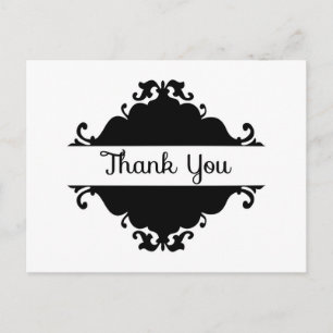 Carte postale Merci Damas noir et blanc