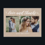 Carte postale Merci d'amour de grâce Kraft<br><div class="desc">Envoyer votre note de remerciement sera une brise avec cette carte postale de remerciement chic et élégant. Visitez notre showroom design à l'adresse WWW.BERRYBERRYSWEET.COM</div>