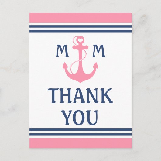 Carte Postale Merci d'Ancre cardiaque rose (Devant)