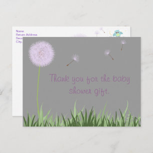 Carte postale Merci Dandelion violet