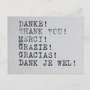 Carte Postale Merci, Danke, Grazie, Gracias