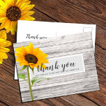 Carte Postale Merci d'anniversaire de tournesol rustique<br><div class="desc">Cette fête d'anniversaire merci carte postale dispose d'une texture en bois avec tournesol unique et un script et typographie moderne sont utilisés. Le dos de la carte postale peut être customisé ou le texte peut être supprimé pour un message manuscrit.</div>