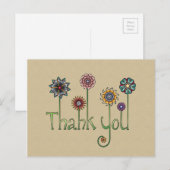 Carte Postale Merci dans Doodle Art Flowers (Devant / Derrière)